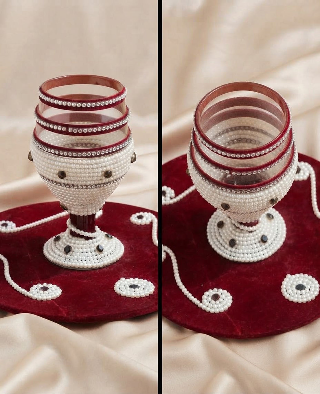 Royal Pearls & Stone Embellished Wedding Doodh Pilai Glass