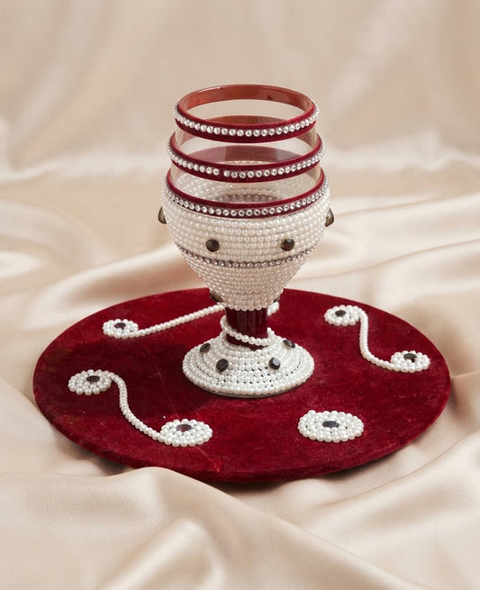 Royal Pearls & Stone Embellished Wedding Doodh Pilai Glass
