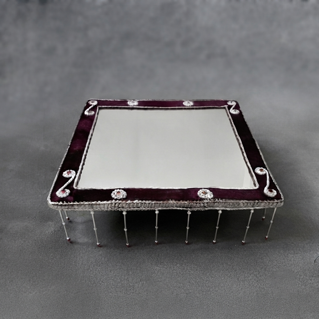 Elegant Velvet Mirror Decorative Tray for Wedding, Engagement & Gifts
