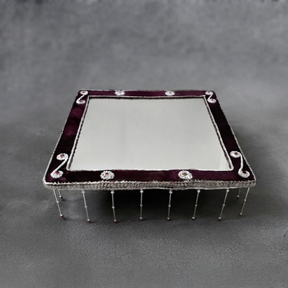 Elegant Velvet Mirror Decorative Tray for Wedding, Engagement & Gifts