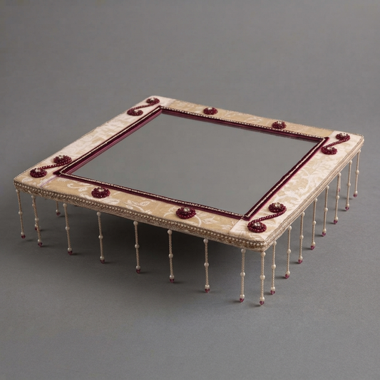 Elegant Velvet Mirror Decorative Tray for Wedding, Engagement & Gifts