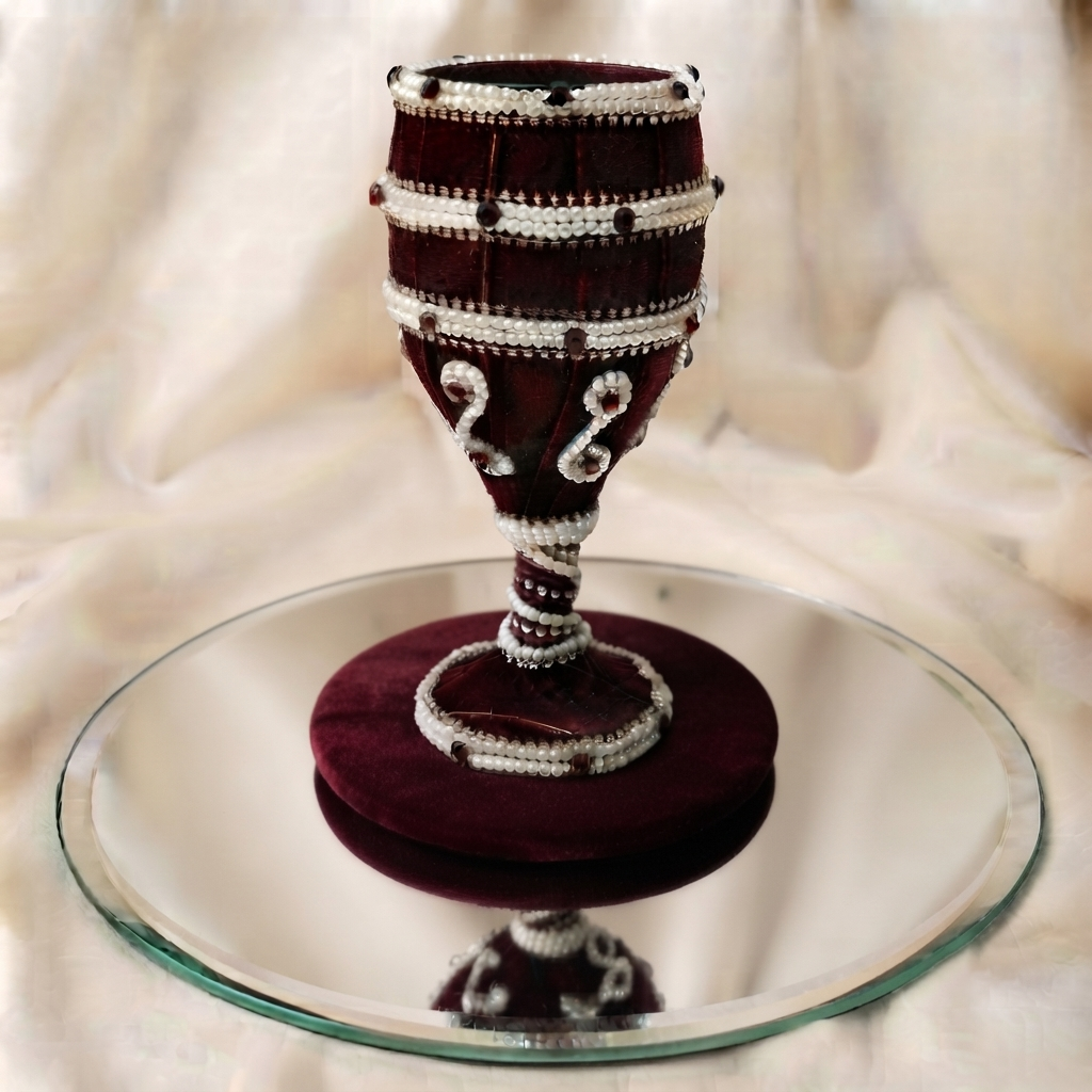 Elegant Velvet & Bead-Embellished Wedding Glass