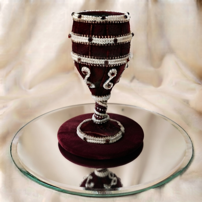 Elegant Velvet & Bead-Embellished Wedding Glass