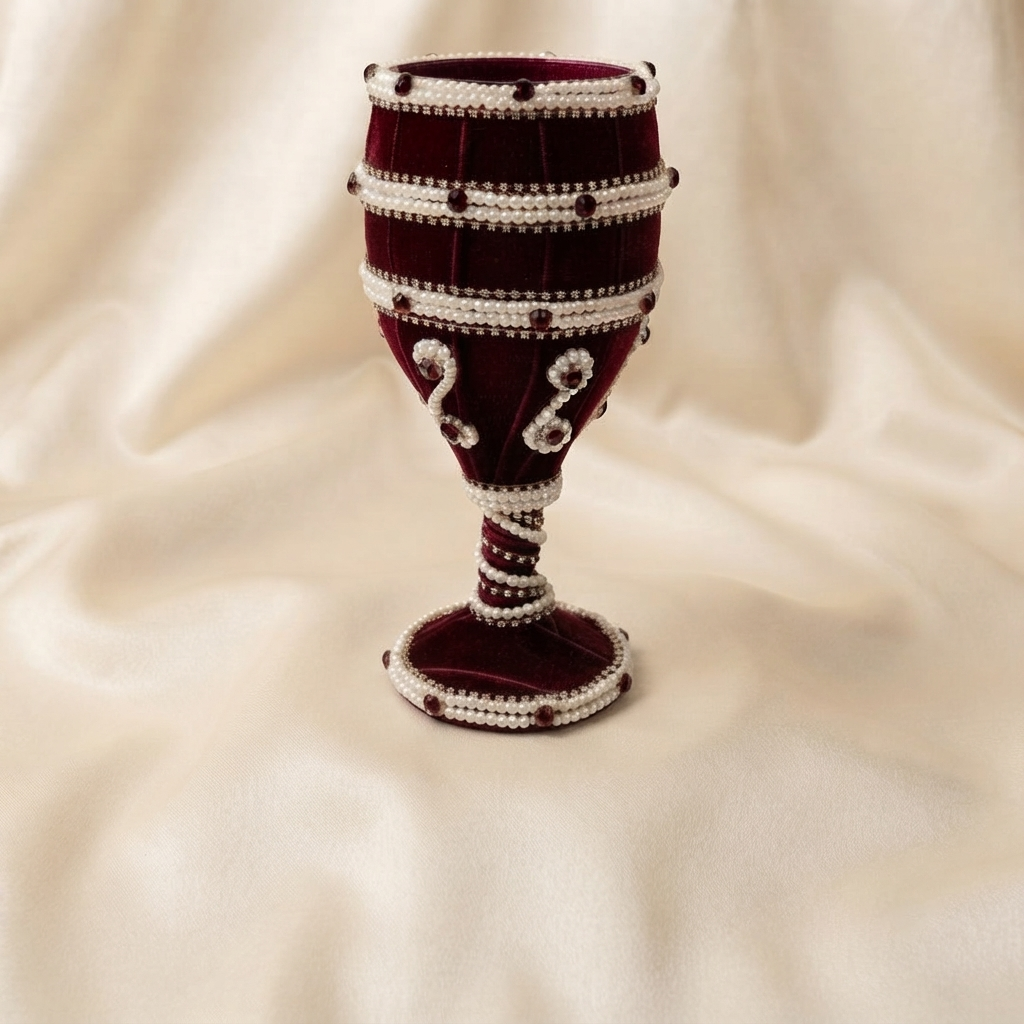 Elegant Velvet & Bead-Embellished Wedding Glass