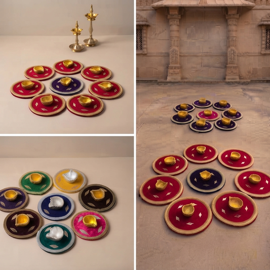 Handmade Velvet Wedding Mehndi Plates with Diya