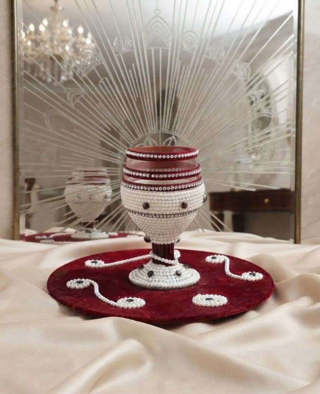 Royal Pearls & Stone Embellished Wedding Doodh Pilai Glass